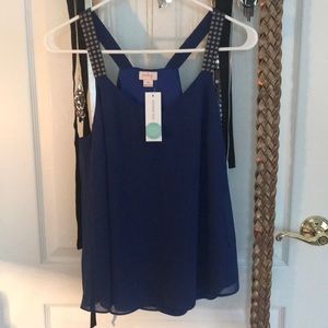 NWT Pixley cobalt studded strap tank
